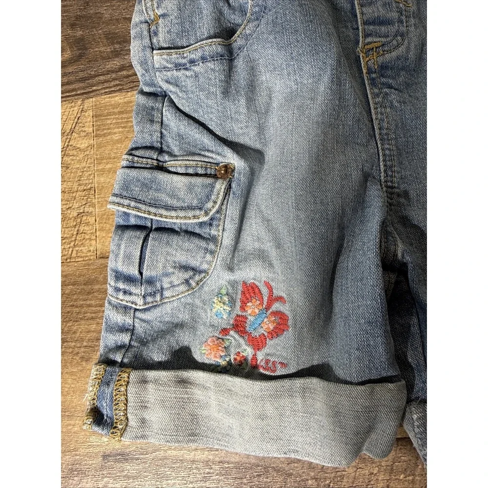 Levi's Overall Shorts Girls 4T Embroidered 99% Cotton Dual Button Sizing Lt Blue